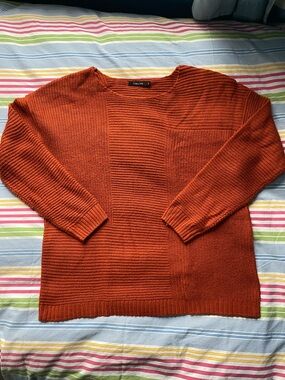 Casual Crewneck Sweater in Rust Orange